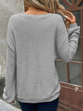 Plus Size Relaxed Fit Waffle Knit Round Neck T-Shirt - Trendsi - Flyclothing LLC