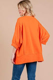 Ces Femme Side Slit Drop Shoulder Puff Sleeve Sweatshirt - Trendsi - Flyclothing LLC
