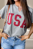 USA Notched Short Sleeve T-Shirt - Trendsi - Flyclothing LLC