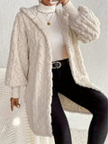 Open Front Long Sleeve Fuzzy Hooded Jacket - Trendsi - Flyclothing LLC