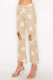 RISEN Full Size High Rise Star Printed Frayed Hem Jeans - Trendsi - Flyclothing LLC
