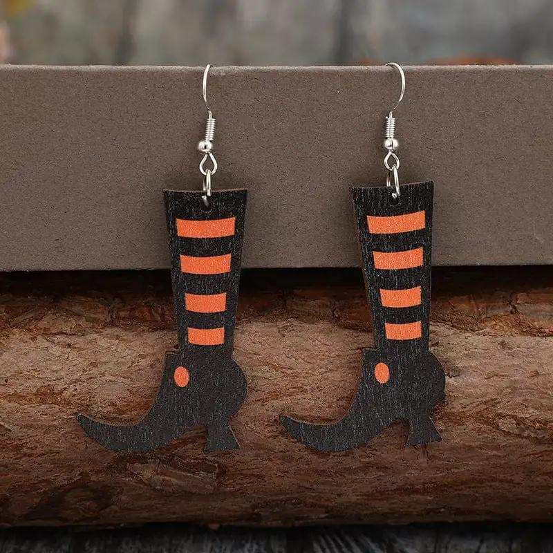Alloy Wooden Boots Earrings - Trendsi - Flyclothing LLC