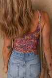 Floral Mesh Scoop Neck Wide Strap Bodysuit - Trendsi - Flyclothing LLC