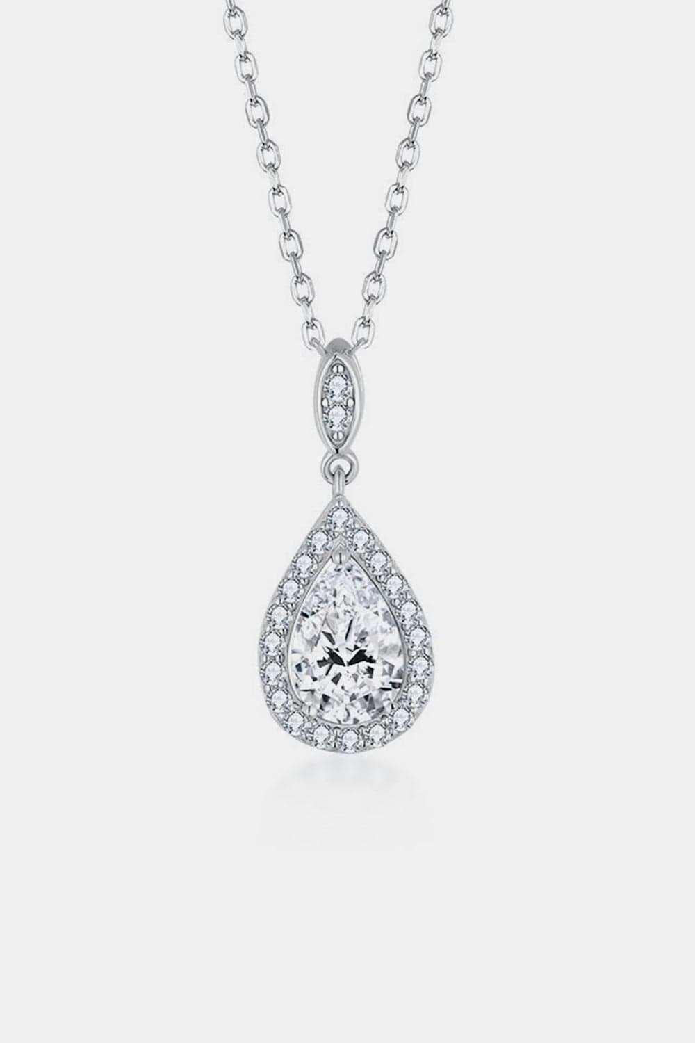1.5 Carat Moissanite 925 Sterling Silver Teardrop Necklace - Trendsi - Flyclothing LLC