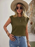 Textured Round Neck Casual Ribbed Top - Trendsi - Flyclothing LLC