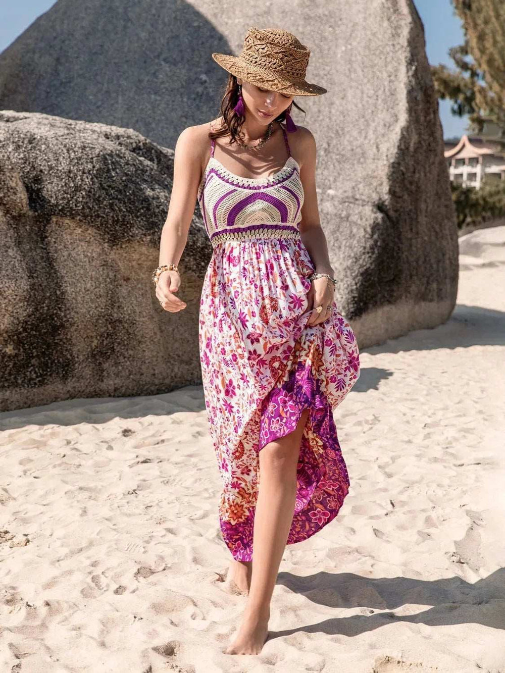 Printed Scoop Neck Cami Dress - Trendsi - Flyclothing LLC