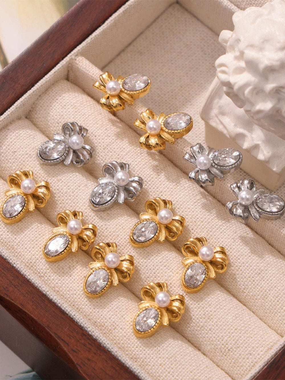 Titanium Steel Bow Stud Earrings - Trendsi - Flyclothing LLC