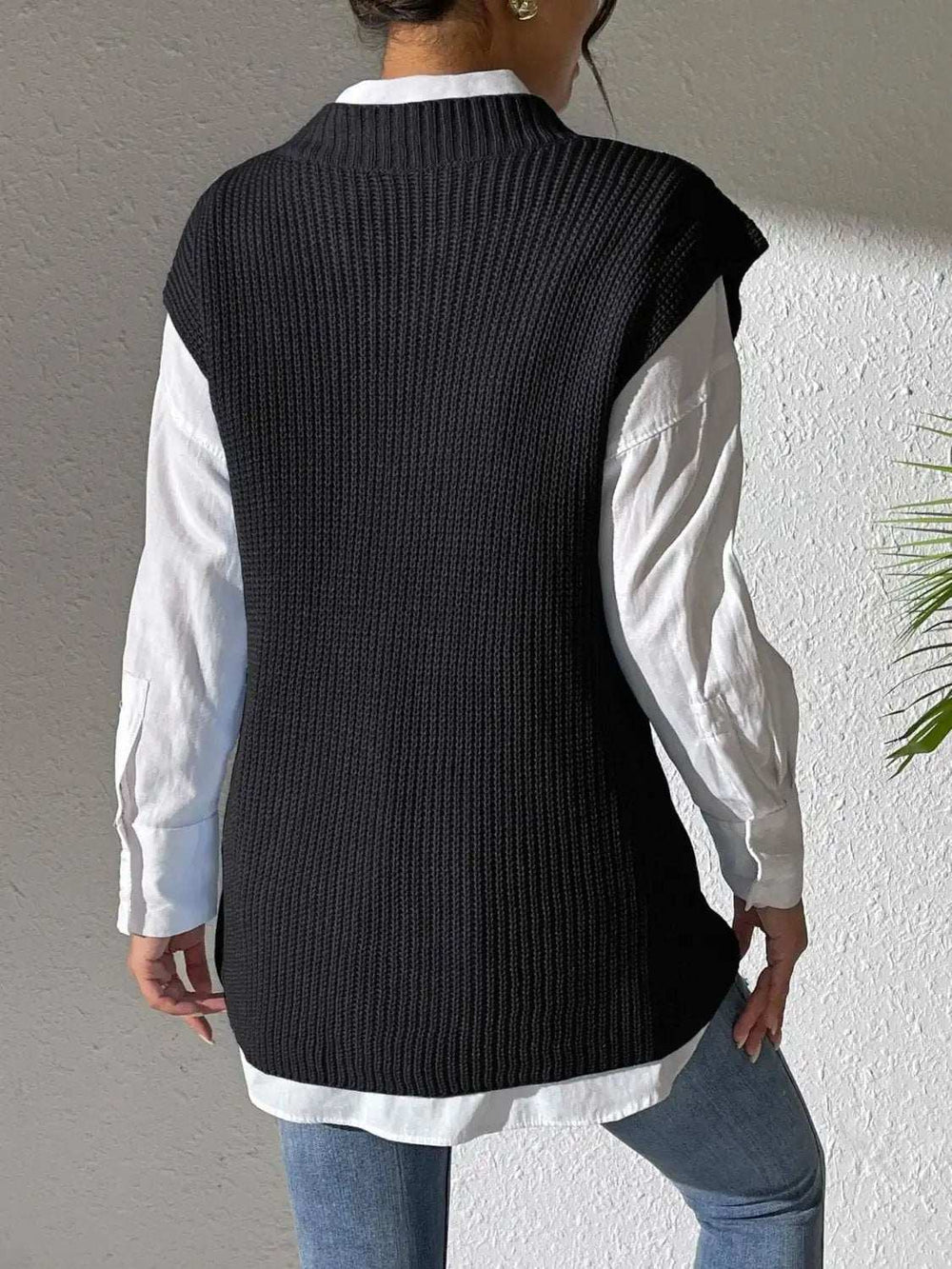 V-Neck Sweater Vest - Trendsi - Flyclothing LLC