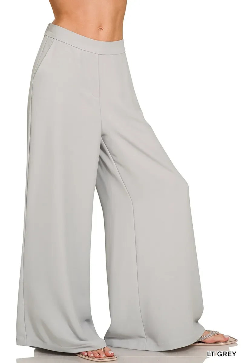 Zenana Relaxed Fit Elastic Waisted Wide Leg Pants - Trendsi - Flyclothing LLC