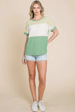 BOMBOM Color Block Short Sleeve T-Shirt - Trendsi - Flyclothing LLC