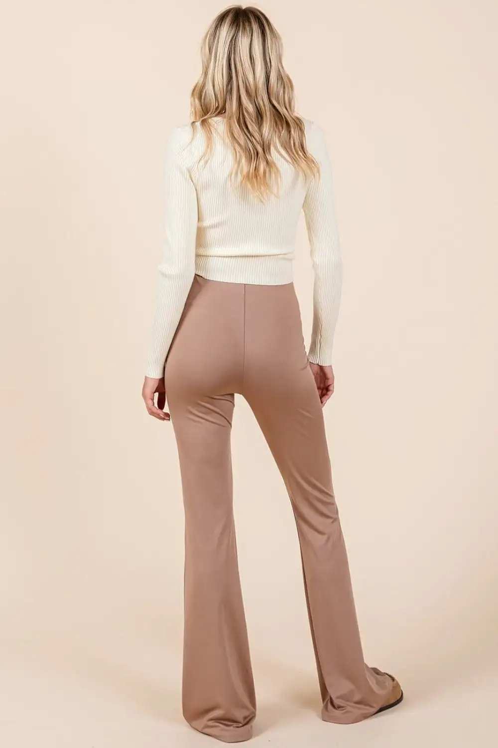 Mittoshop Stretchy Soft Elastic Waist Flare Pants - Trendsi - Flyclothing LLC