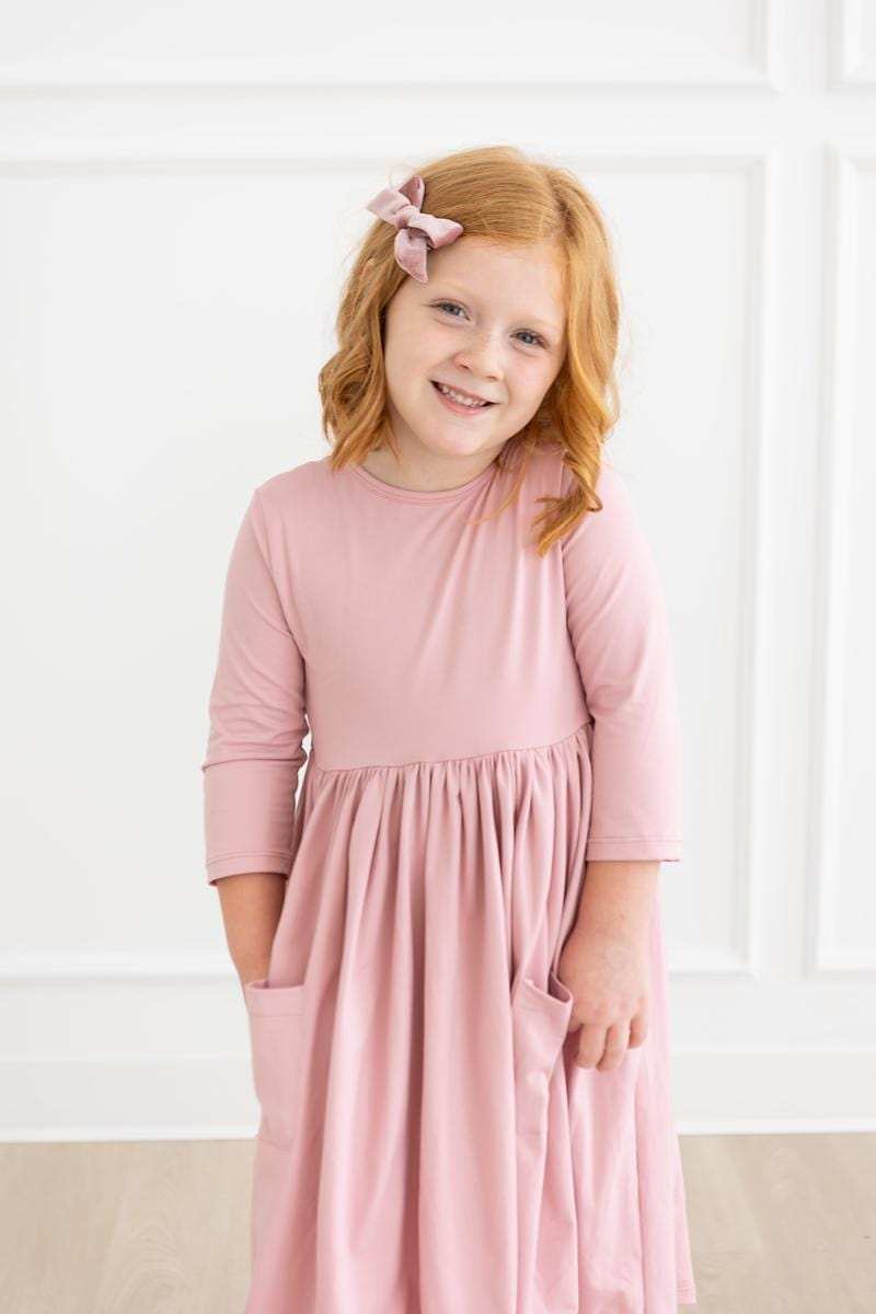 Vintage Pink 3/4 Sleeve Pocket Twirl Dress - Mila & Rose ® - Flyclothing LLC
