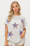 BiBi American Flag Sequin Star Fringe Top - Trendsi - Flyclothing LLC