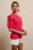 BiBi Ruffle Sleeve Ribbed Sweater - Trendsi - Flyclothing LLC