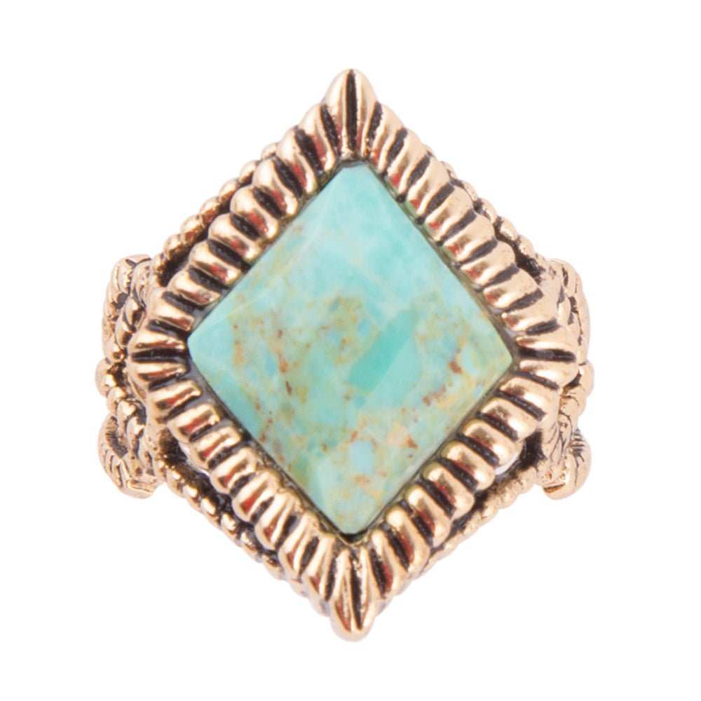 Diamond Days Blue Turquoise and Golden Ring - Barse Jewelry - Flyclothing LLC