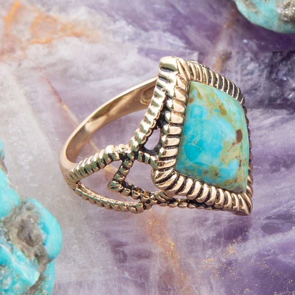 Diamond Days Blue Turquoise and Golden Ring - Barse Jewelry - Flyclothing LLC