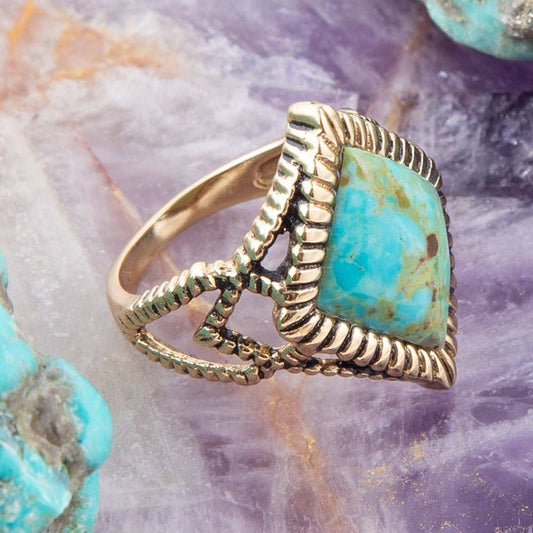 Diamond Days Blue Turquoise and Golden Ring - Barse Jewelry - Flyclothing LLC