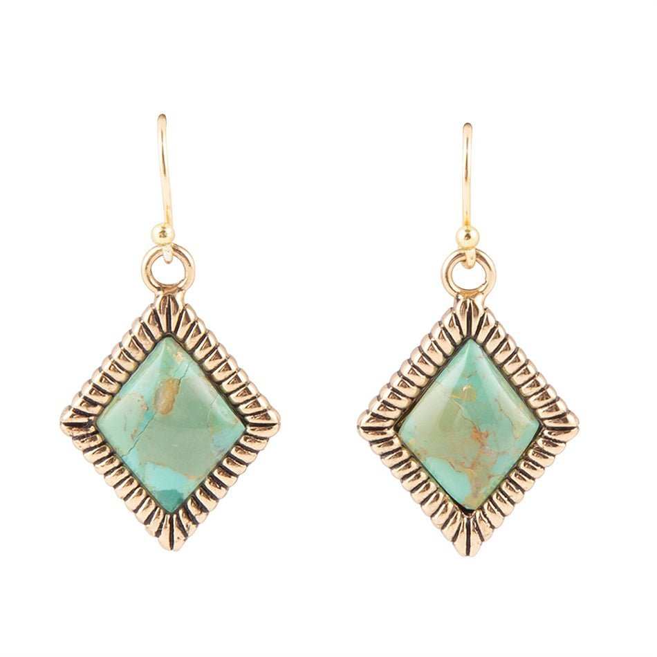 Diamond Days Blue Turquoise and Golden Earrings - Barse Jewelry - Flyclothing LLC