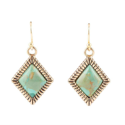 Diamond Days Blue Turquoise and Golden Earrings - Barse Jewelry - Flyclothing LLC