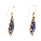 Dimond Blue Lapis Stone Golden Drop Earrings - Barse Jewelry - Flyclothing LLC