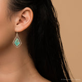 Dimond Blue Turquoise Stone Golden Drop Earrings - Barse Jewelry - Flyclothing LLC