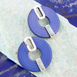 Discus Blue Turquoise and Leather Sterling Silver Earrings - Barse Jewelry - Flyclothing LLC
