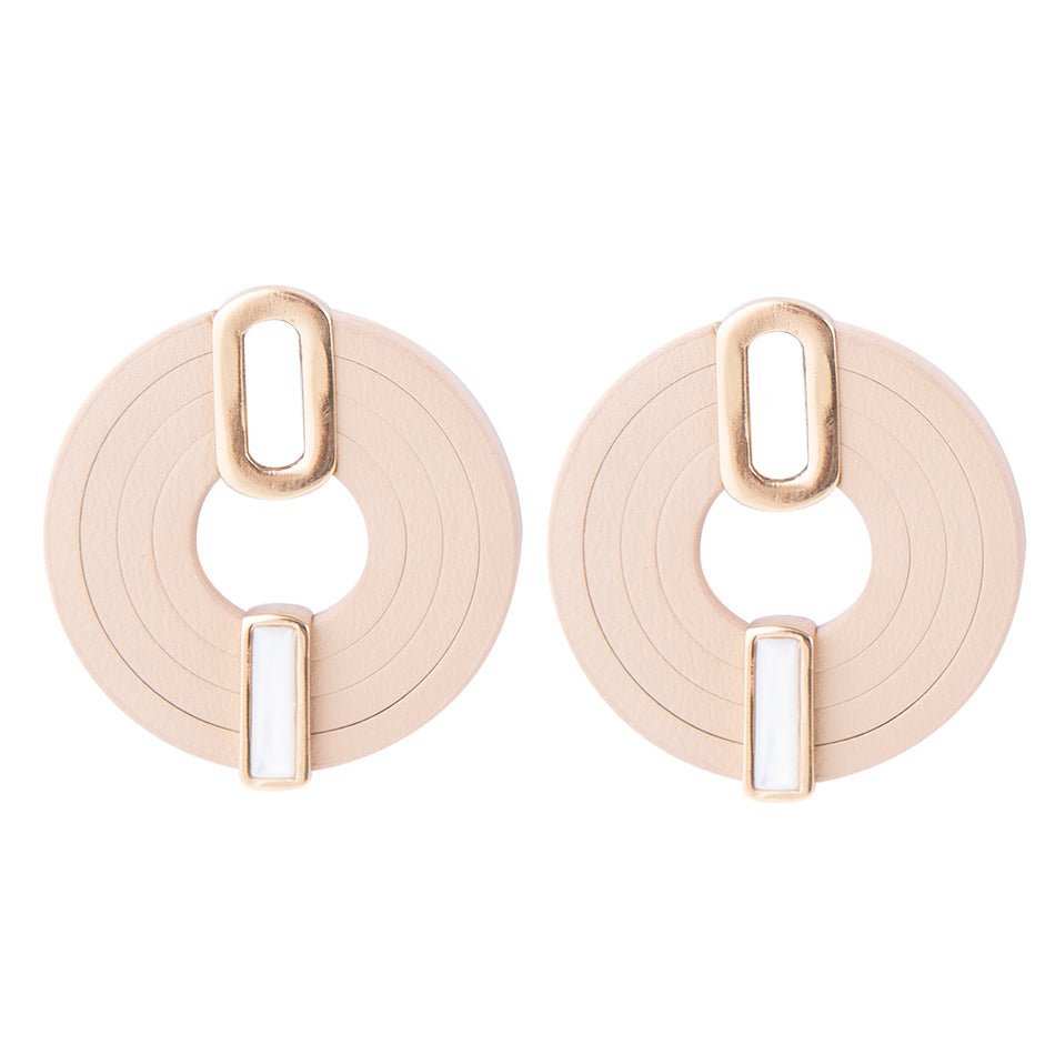 Discus Mother of Pearl Leather Earrings - Barse Jewelry - Flyclothing LLC