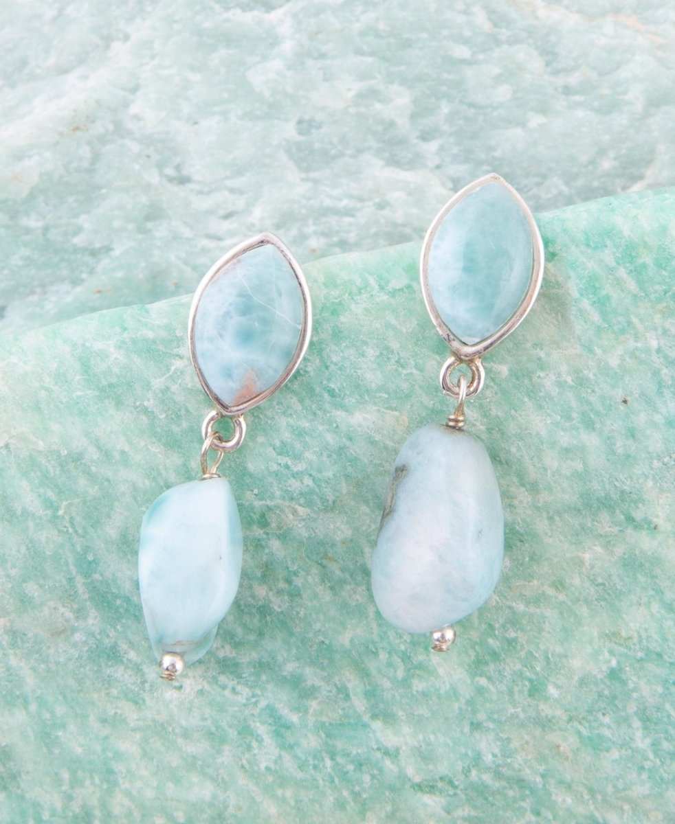 Dolce Blue Larimar and Sterling Silver Drop Earrings - Barse Jewelry - Flyclothing LLC
