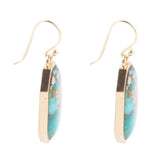 Dolce Teal Blue Turquoise Matrix Golden Drop Earrings - Barse Jewelry - Flyclothing LLC