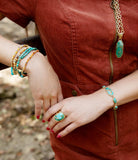 Dolce Blue Teal Turquoise Matrix and Golden Ring - Barse Jewelry - Flyclothing LLC