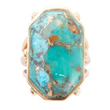 Dolce Blue Teal Turquoise Matrix and Golden Ring - Barse Jewelry - Flyclothing LLC