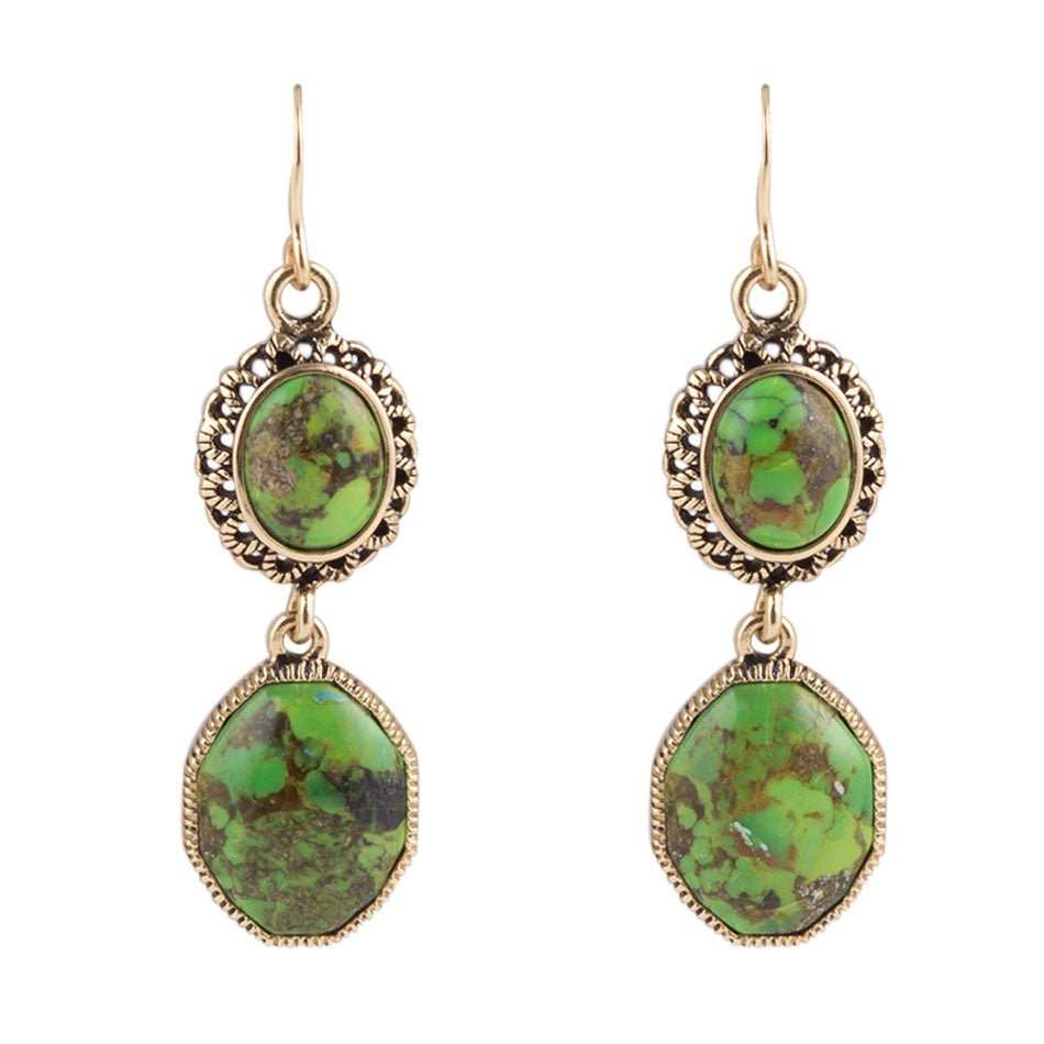 Double Drop Lime Turquoise Earrings - Barse Jewelry - Flyclothing LLC