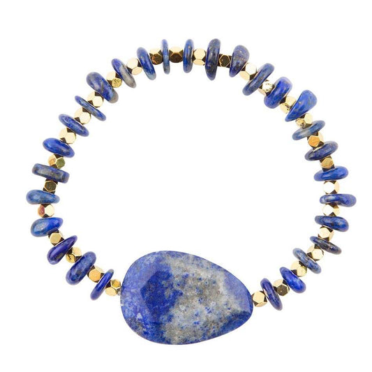 Dreamy Blue Lapis Chunky Golden Bracelet - Barse Jewelry - Flyclothing LLC