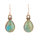 Dreamy Drop Blue Turquoise and Golden Earrings - Barse Jewelry - Flyclothing LLC