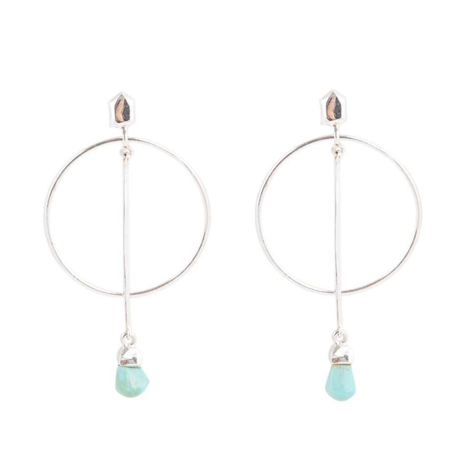 Sterling Silver and Blue Turquoise Drop a Line Earrings - Barse Jewelry - Flyclothing LLC