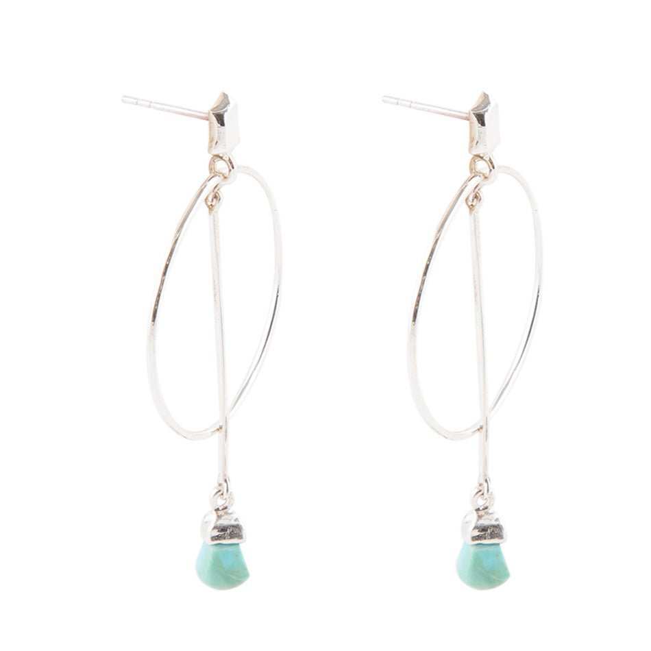Sterling Silver and Blue Turquoise Drop a Line Earrings - Barse Jewelry - Flyclothing LLC