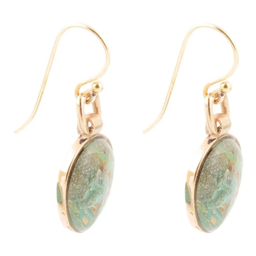 Drops of Blue Turquoise Golden Bronze Drop Earrings - Barse Jewelry - Flyclothing LLC