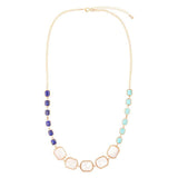 Dual Color Blue Lapis Turquoise and White Mother of Pearl Golden Necklace - Barse Jewelry - Flyclothing LLC