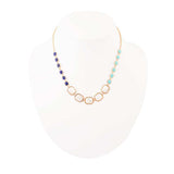 Dual Color Blue Lapis Turquoise and White Mother of Pearl Golden Necklace - Barse Jewelry - Flyclothing LLC
