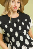 Umgee Hexagon Print Peplum Top - Trendsi - Flyclothing LLC