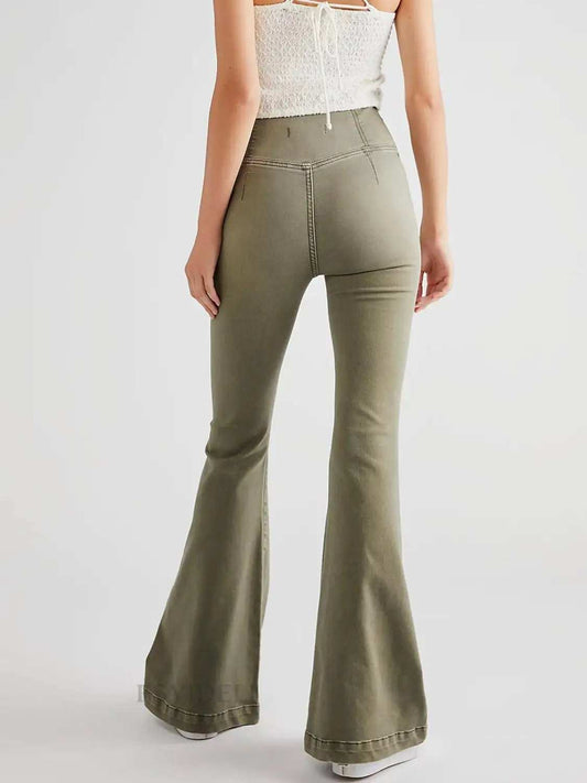 Asymmetric Waist Flare Jeans - Trendsi - Flyclothing LLC