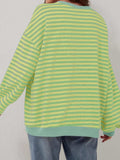 Contrast Striped Long Sleeve Sweatshirt - Trendsi - Flyclothing LLC