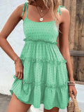 Frill Spaghetti Strap Tiered Dress - Trendsi - Flyclothing LLC