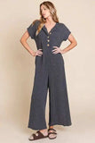 BOMBOM Rib Knit Jumpsuit with Button Detail - Trendsi - Flyclothing LLC