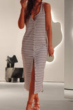 Striped Wide Strap Midi Dress - Trendsi - Flyclothing LLC