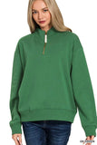 Zenana Fleece Half Zip Sweatshirt - Trendsi - Flyclothing LLC