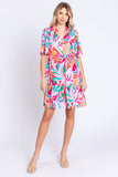 GeeGee Printed Short Sleeve Ruffle Hem Dress - Trendsi - Flyclothing LLC