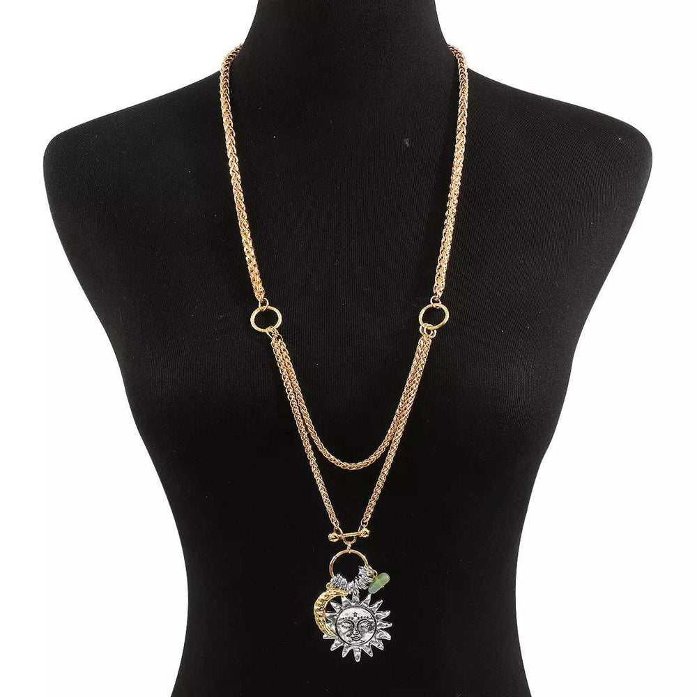Moon & Sun Pendant Necklace - Trendsi - Flyclothing LLC