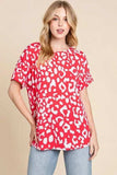 BOMBOM Animal Print Stretchy T-Shirt - Trendsi - Flyclothing LLC