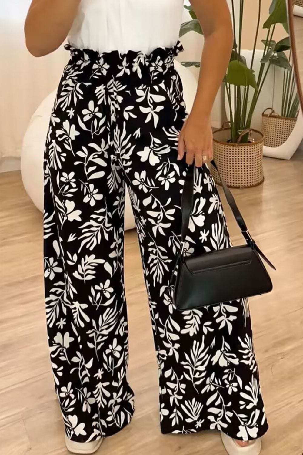 Full Size Printed High Waist Wide Leg Pants - Trendsi - Flyclothing LLC